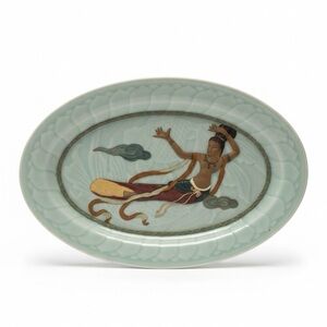 ANTIQUE ~ Longquan Celedon Oval Plate ~ RARE FIND!